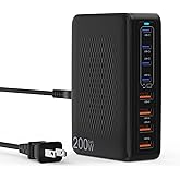 USB C Charger Block, 200W 8 Port USB C Charging Station, GaN Type C & A Charger Fast Charging Desktop Hub PD Block Laptop Adapter for Apple iPhone Air 17 16 15,iPad Pro/Air/Mini,MacBook Pro/Air,Galaxy