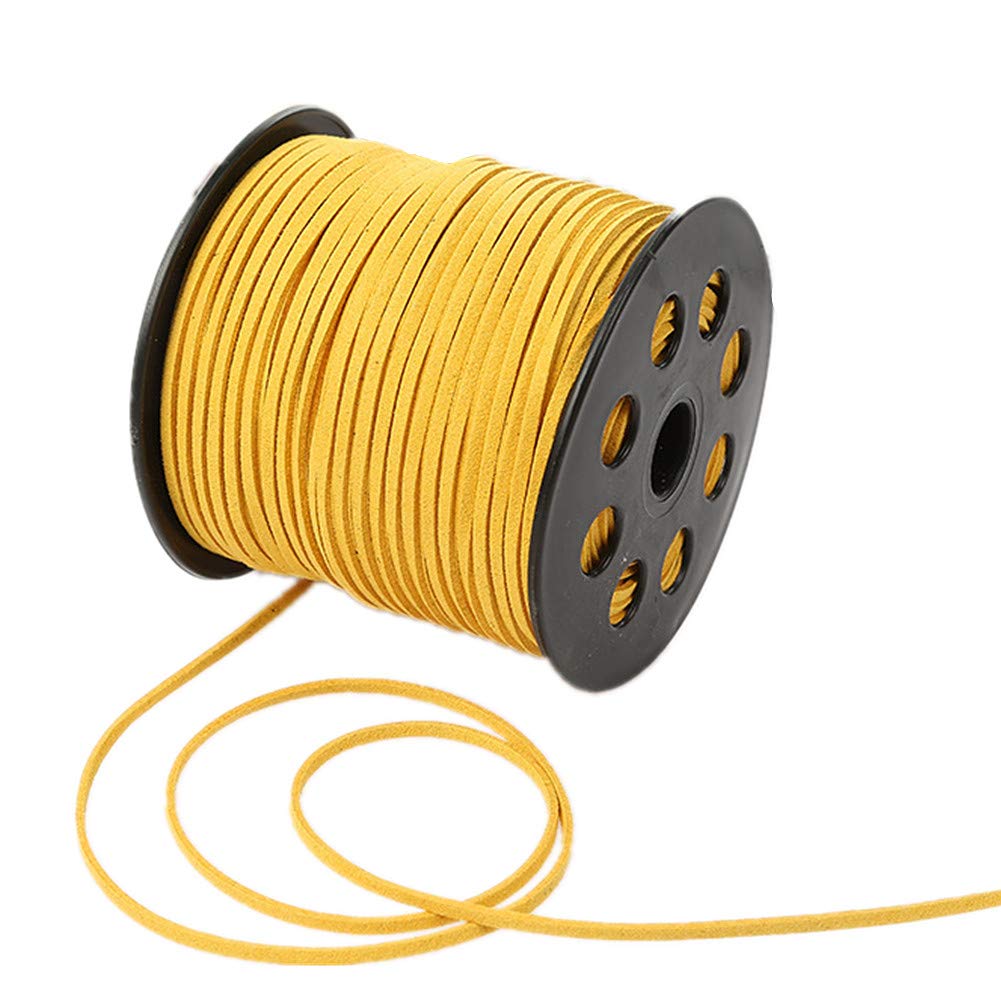 91 Meters Faux Suede Lace String Soft Beading Cord Thread Velvet Ribbons for Bracelet Necklace Bohe Headress Jewelry Making Dream Catchers Gift Wrapping SuppliesGold)