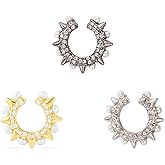 Ear Cuff Earrings for Women Crystal Non Piercing Clip on Earrings Chunky Gold Round Huggie Ear Cuff Earrings for Women