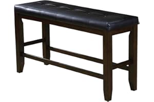 ACME Furniture bench, Black PU & Espresso
