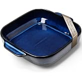 8x8 Baking Pan Ceramic Square Baking Dish with Handle for Brownie 48oz Blue | Deep for Brownie, Lasagna, Roasting and Great for Kitchen Decor