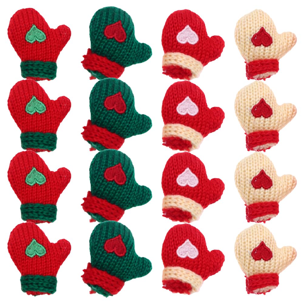 Homoyoyo 16Pcs Christmas Mini Gloves Mini Christmas Knit Gloves ature s Mitten Knitting Santa Mittens s Tree Ornaments for DIY s Doll Crafts