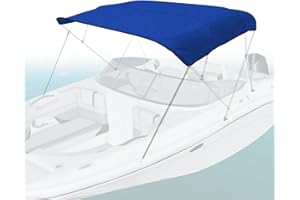 Seal Skin Covers 3 Bow / 4 Bow Bimini Top Replacement Cover, Marine Grade 600D Waterproof Canvas Boat Canopy Sun Shade Without Frame