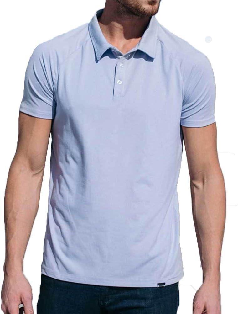 Barbell Apparel Men's Havoc Polo Short Sleeve Shirt (Heather Purple, Large)