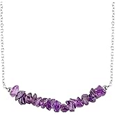 NJCRAFT Natural Gemstone Chips Choker Necklace for Woman| Silver Plated Gem-stone Necklace | Chip 2–3 mm | Adjustable Chain 16+2 Inch