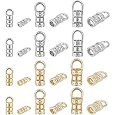 PH PandaHall 48pcs 3 Sizes Cord End Caps Rope End Caps Chain Ends Bail End Connectors with Loop for Jewellery Making End Tip Bead Cap Bracelet Kit Kumihimo Supplies 7~10mm Platinum, Golden