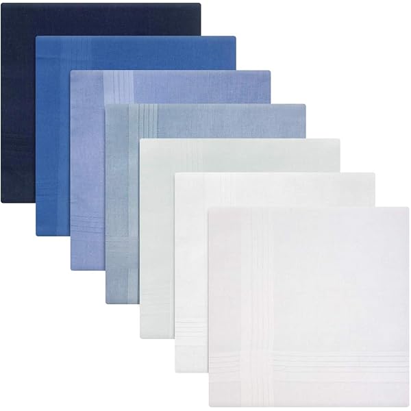 2 Packs Of 7 Mens/Gentlemens White Handkerchiefs, Embroidered