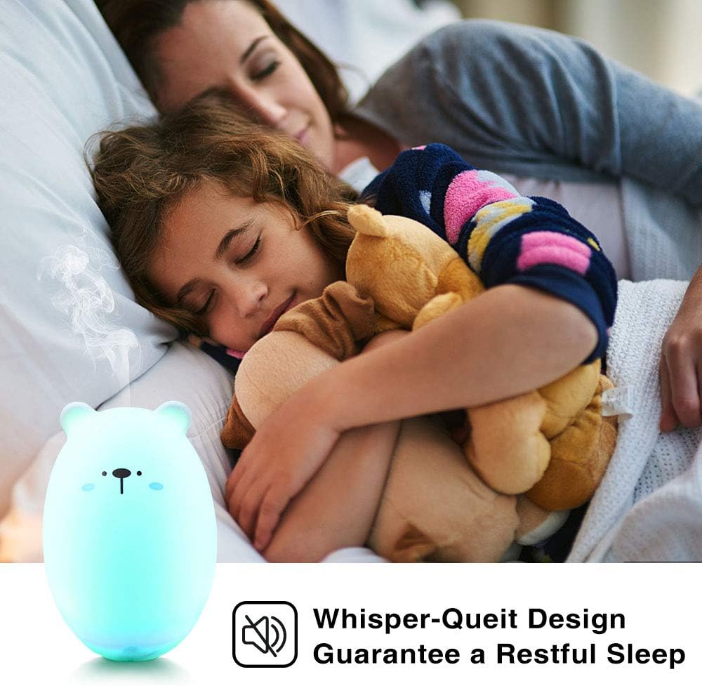 Qualife Baby Humidifier,Small Cool Mist Humidifier for Bedroom Kids,Cute Mini Essential Oils Diffuser for Desk Office Travel,Waterless Auto-Off,Best Gifts for Women Mom Girls.