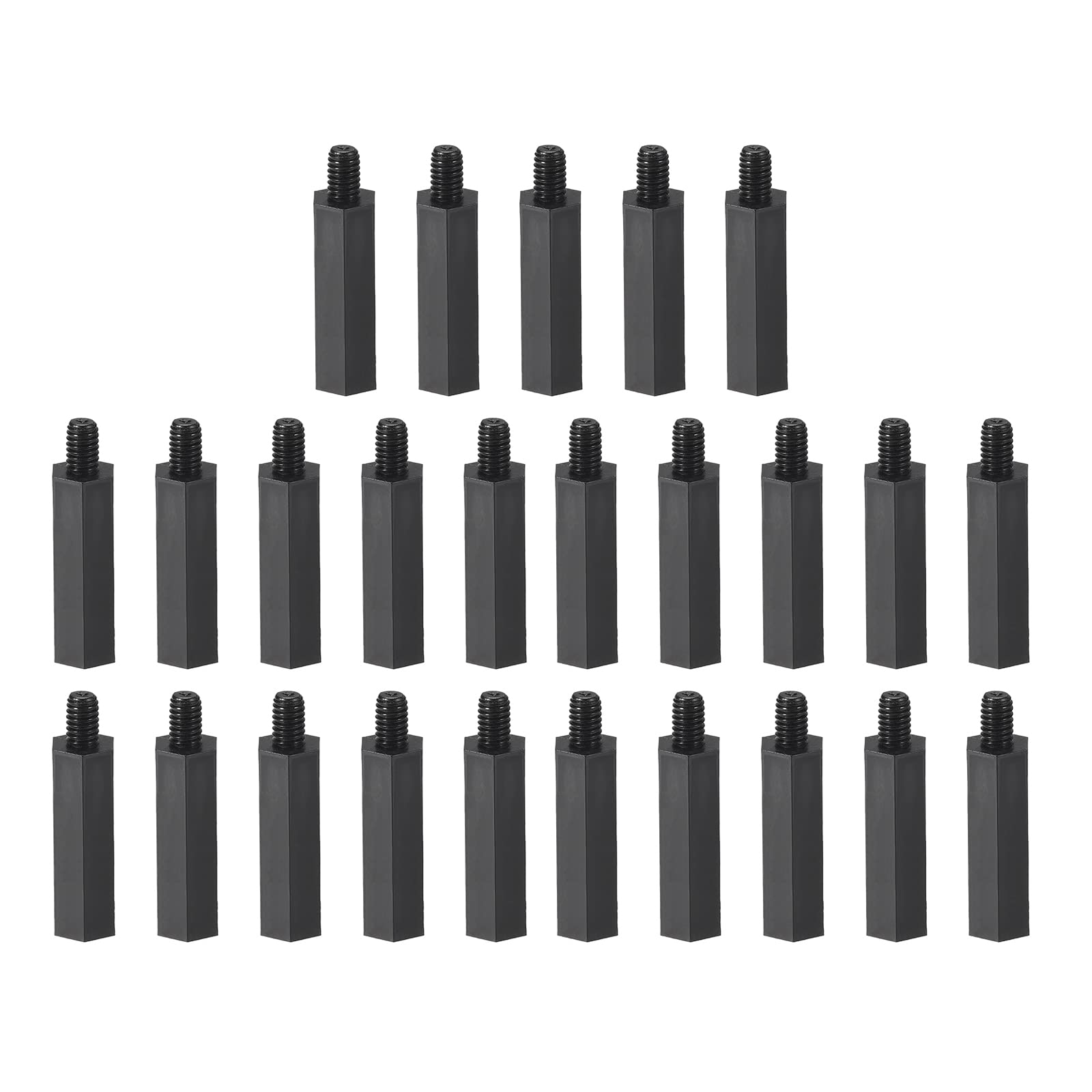 YOKIVE 25 Pcs M4 Standoff Screws, Nylon Hex PCB Standoffs with High Insulation Effect, Keep Height Consistent, Great for Motherboard (Black, 40mm+6mm)