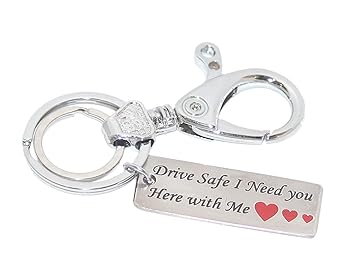 Aura Metal Single-Sided Hook Drive Safe Engraved Key Chain for Men (Multicolour)