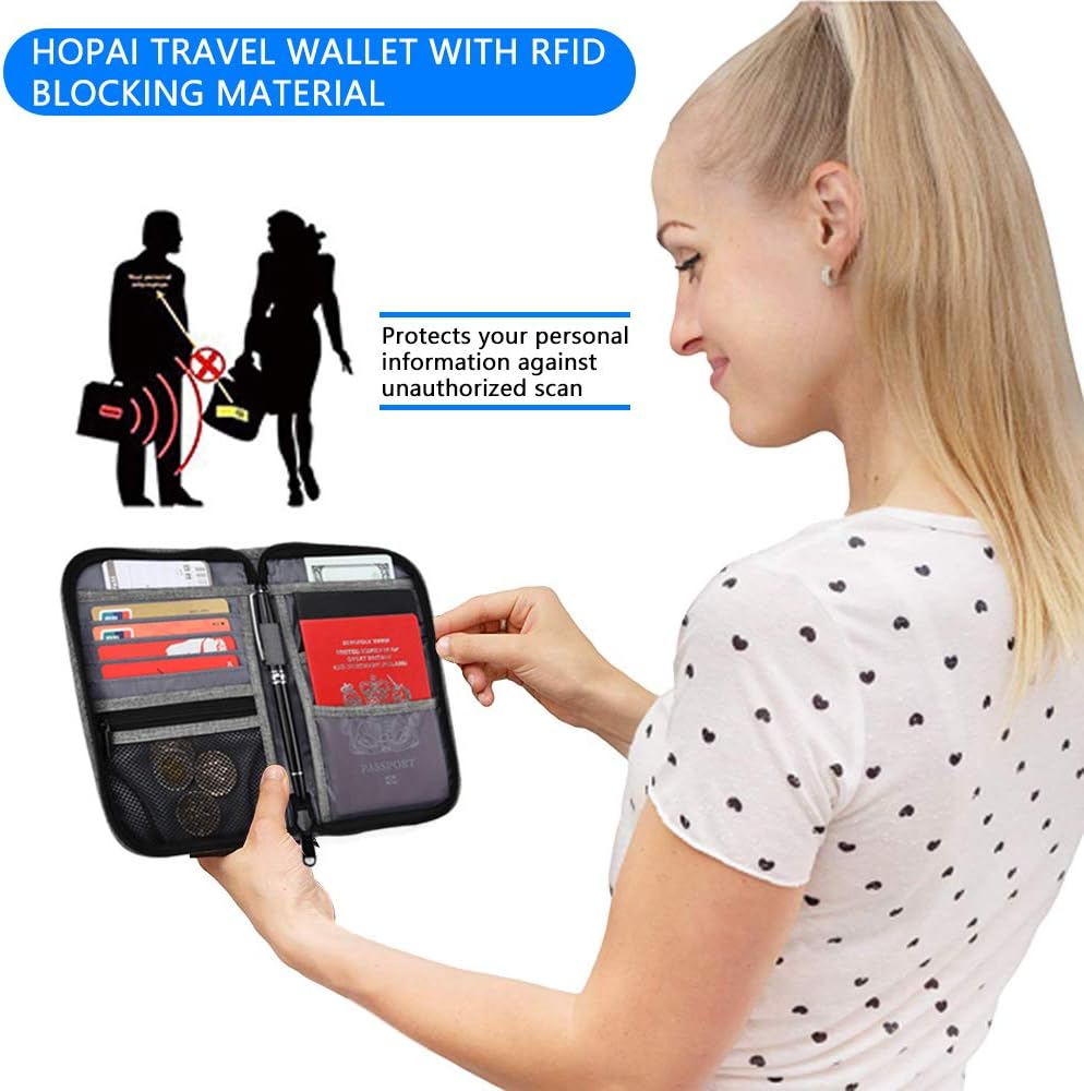  | Travel Wallet HOPAI Family Passport Holder RFID Blocking Zipper Passport Wallet for Man and Women (M) | Passport Wallets