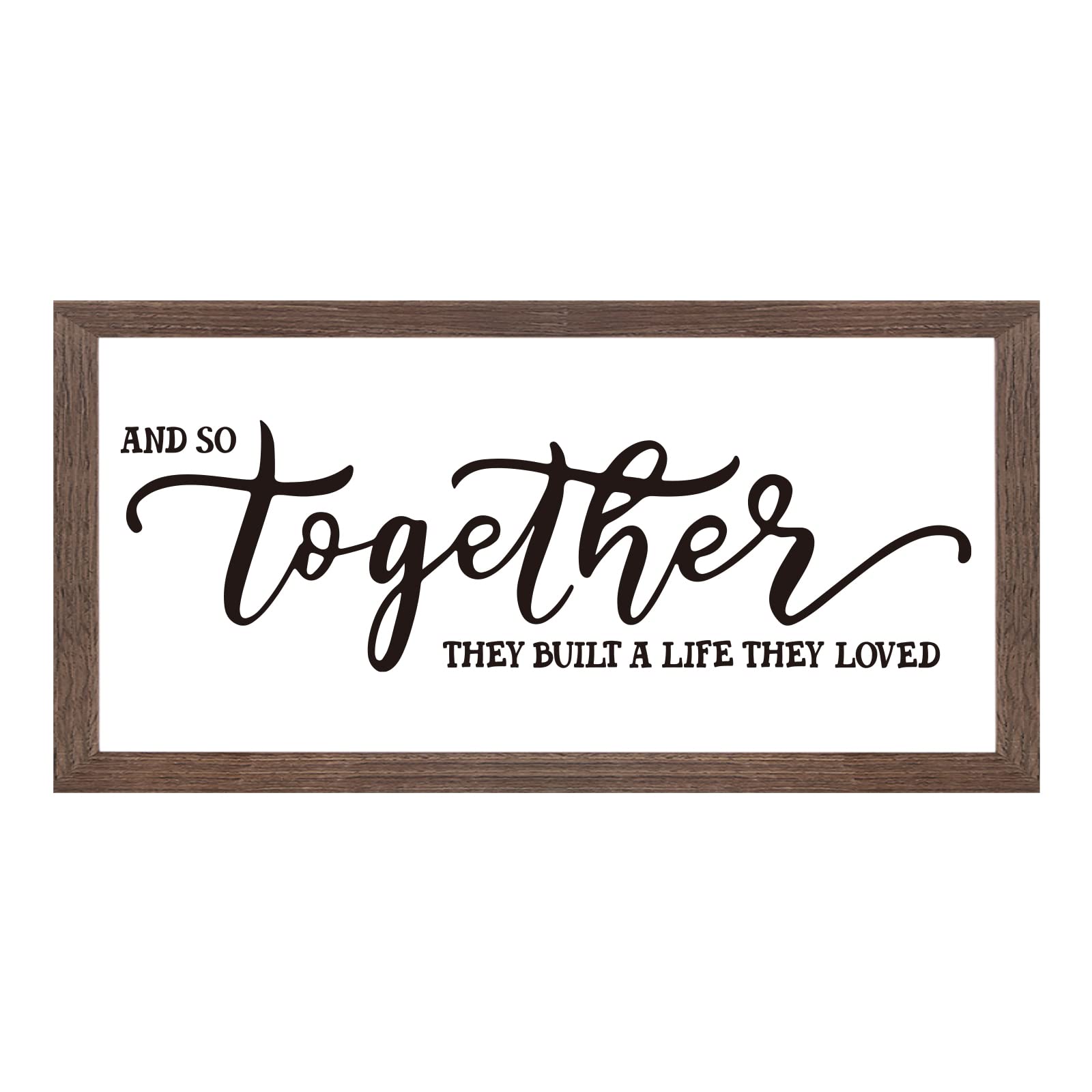 FINGERINSPIRE And So Together They Built a Life They Loved Art Sign Solid Wood Bedroom Sign with Arylic Layer 33x18 CM Large Hangable Wooden Frame for Home Room Decor