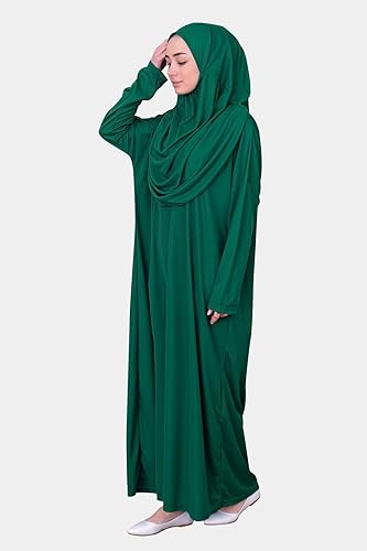 Elanesa Prayer Dress for Muslim Women Prayer Clothes for Women abaya with  Headscarf (12355, Emerald Green, Standard) in Saudi Arabia | Whizz Casual