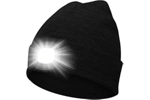 MISERWE Beanie Hat with Light Unisex LED Beanie Hat with Light USB Rechargeable Running Hat Alpine Cap Gift for Men and Women Teens