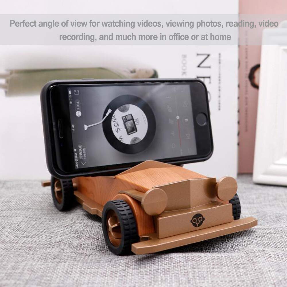 WALTSOM Wooden Wireless Speaker, Retro Car Shape BT4.2 Bluetooth Speaker with Built-in Mic, Hand-Free, 3.5mm Audio Aux Input, USB TF Card Speaker for Home, Office, Party, Travel, Outdoor (Light Wood)