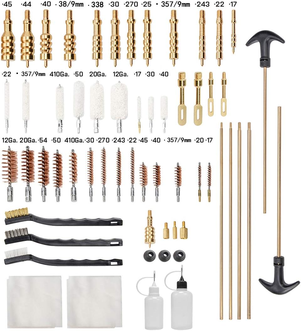 GLORYFIRE Universal Gun Cleaning Kit Hunting Rifle Handgun Shot Gun Cleaning Kit for All Guns with Case Travel Size Portable Metal Brushes : Sports & Outdoors
