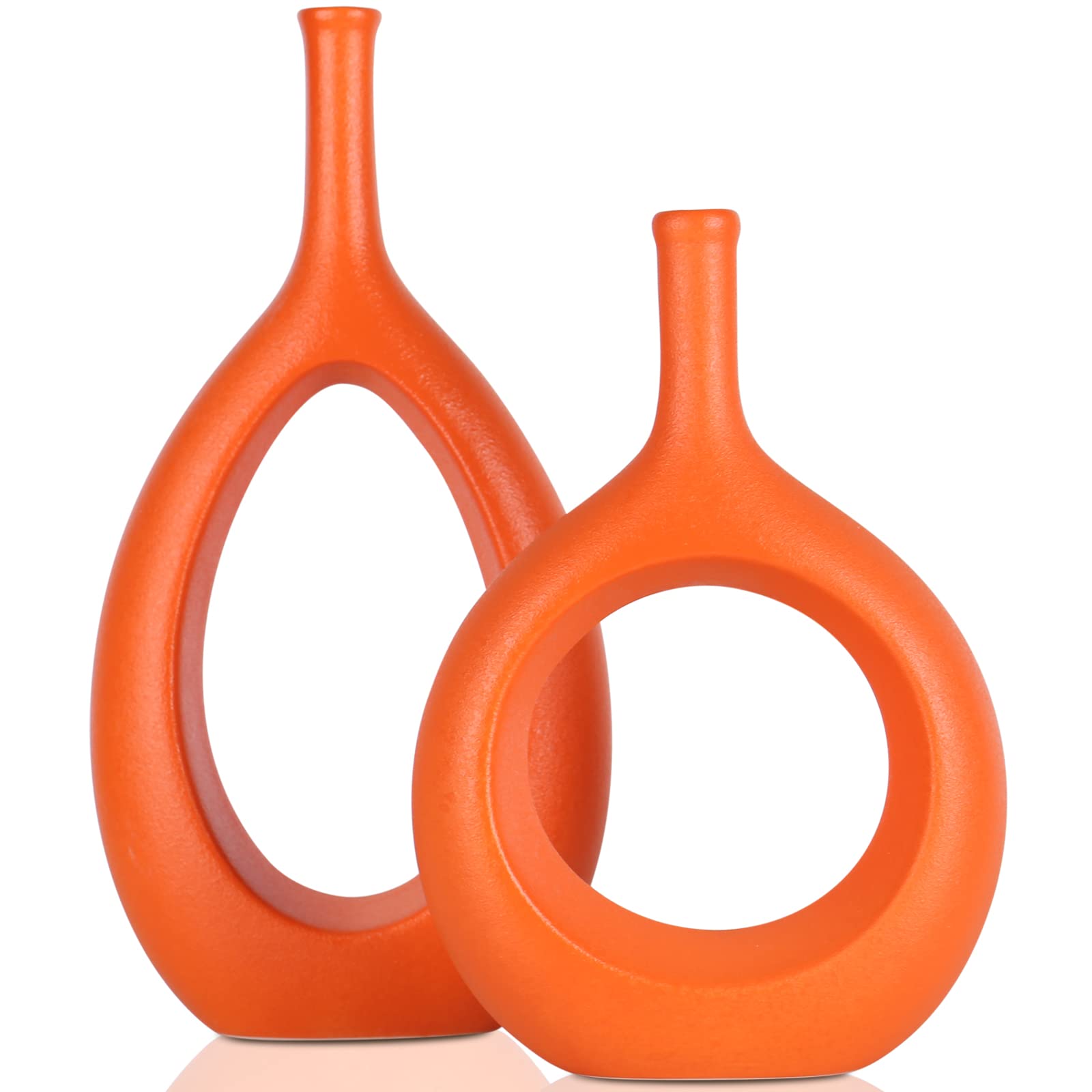 Orange Ceramic Vase For Pampas Grass Table Decorations Centrepiece,Bedroom Accessories,Room Deco Boho Home Mini Vase Ornaments Aesthetic Decor Living Room