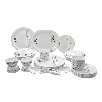 MEHUL CROCKERY Melamine Polka Dot Dinnerware Design Dinner Set (31 Pcs) - Green