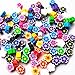 Mosheng Accessory 100pcs Mix Assorted Fimo Polymer Clay Beads Findings with Hole Charm Necklace Bracelet Chain Jewelry Making Colorful Beads DIY Craft Supply (Flower)