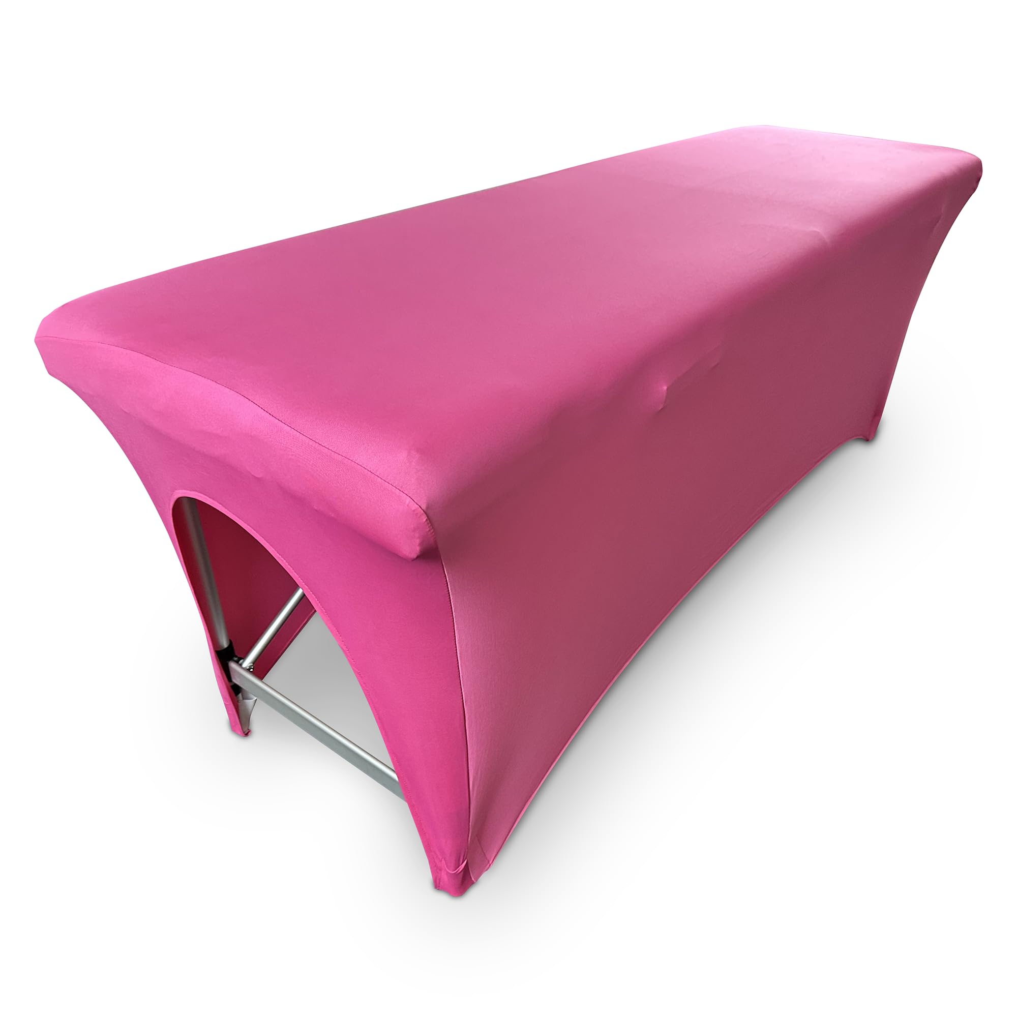 Photo 1 of Massage Table Cover – Pink Stretch 6ft Cover for Massage Bed, Lash Bed Topper for Spa or Salon, Fitted Table Wrap, Compatible with 6ft Folding Beds, Durable and Professional Look