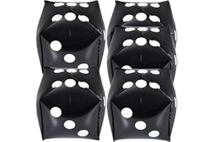 SAFIGLE 5pcs Dice Balloons Aluminum Foil Cube Balloons for Theme Party Decorations, 7.08 Inch Black Dice, Easy to Inflate, Perfect for Birthdays, Weddings, and Themed Events