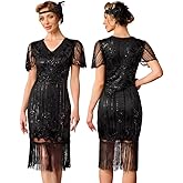 MTITE Women's Flapper Dresses 1920s Great Gatsby Dresses Sequin Fringed Roaring 20s Cocktail Dress