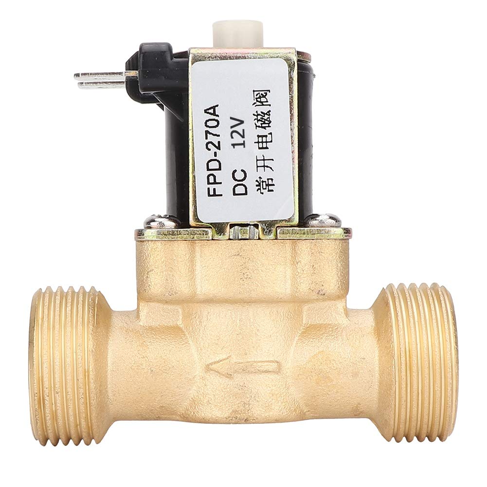 Electric Solenoid Valve, G3/4" Normally Open Brass Solenoid Valve, Electromagnetic Valve Water Valve, Water Inlet Switch, Easy to Install(DC12V)