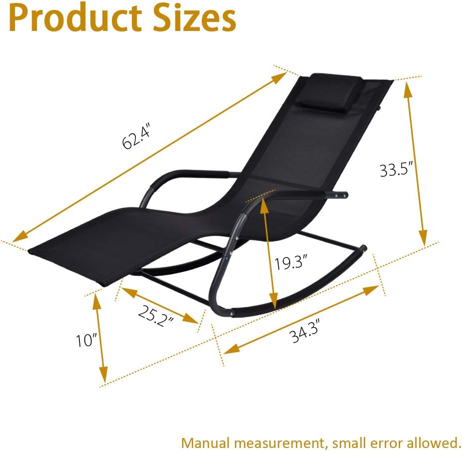 Wostore Rocking Lounge Patio Chaise Sunbathing Chair with Recliner Movable Sleep Bed Included Pillow and Breathable Texteline Farbic: Kitchen & Dining