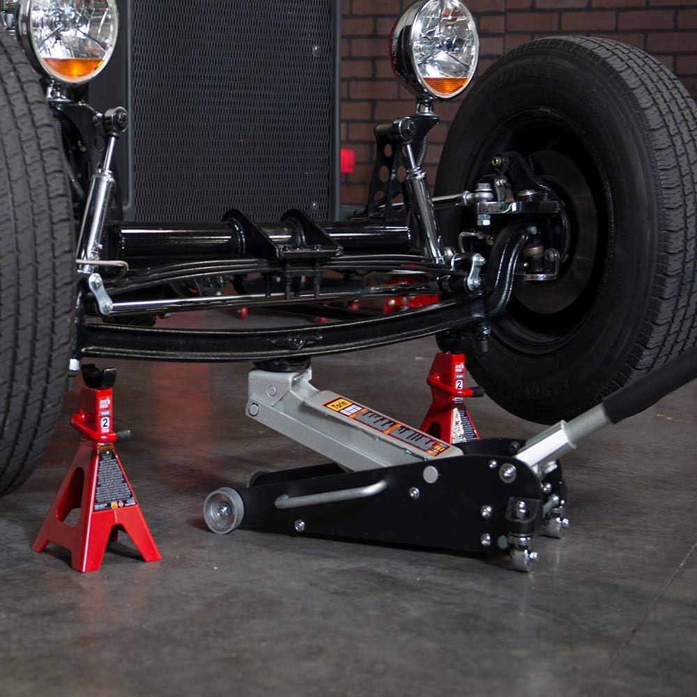 BIG RED T84025B Torin Hydraulic Low Profile Aluminum and Steel Racing Floor Jack with Dual Piston Quick Lift Pump, 2.5 Ton (5,000 lb) Capacity, Black: Automotive