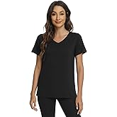 WiWi Viscose from Bamboo Pajama Tops for Women Super Soft Short Sleeve Tee V Neck Sleep Cooling T-Shirt Pjs Sleepwear S-XXL