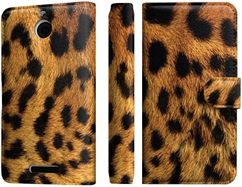 Leopard Design Wallet Credit Card ID Holder Folio Book Type Kickstand View Hybrid for HTC Desire 510