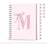 foedor Pink Bow Journal Notebook for Girls,Initial M Journals Personalized Diary Gifts for Teen Girl Kids,Monogrammed Gifts for Women,Trendy Coquette Cute Hardcover Spiral Notebook 5.5 x 8.3