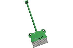 Leanockesa Small Hand Broom, 18.5 Inch Durable Fiber Bristles for Pet Hair, Hardwood Floors, Indoor Outdoor Cleaning, Ergonom