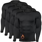HYCOPROT Men's Thermal Compression Shirts Fleece Lined Long Sleeve Base Layer Sports Undershirt Winter Athletic Workout Top