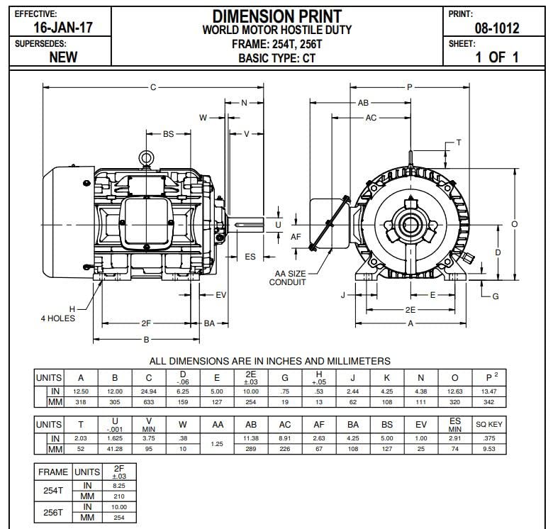 Nidec HD15P2E 15HP 1800 RPM 254T Frame TEFC Electric Motor - 208-230/460V 3-Phase, 92.4% Efficiency