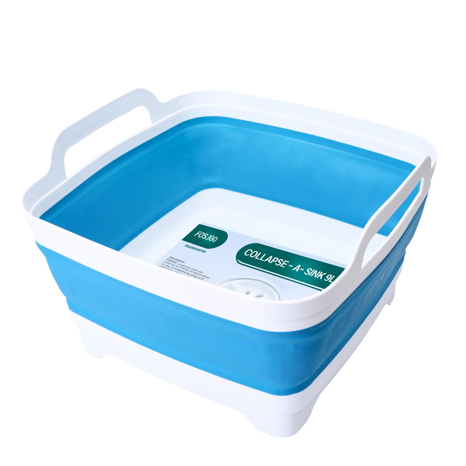 FOSJGO Dish Basin Collapsible with Drain Plug Carry