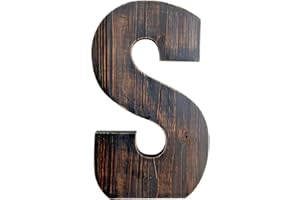 ABELOTS Big Letter Wall Art for Living Room, Bathroom, Bedroom, and Home Decor, Rustic Farmhouse Lettering for Family Last Names, Large Decorative Wood, 14” x 10” (Big S)