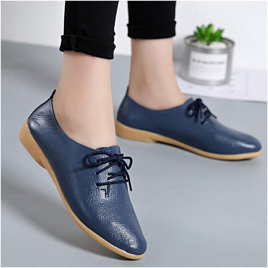 Women Flats Genuine Leather Shoes Female Casual Comfortable Women Shoes Solid Lace Up Summer Shoes Woman Ladies Shoes