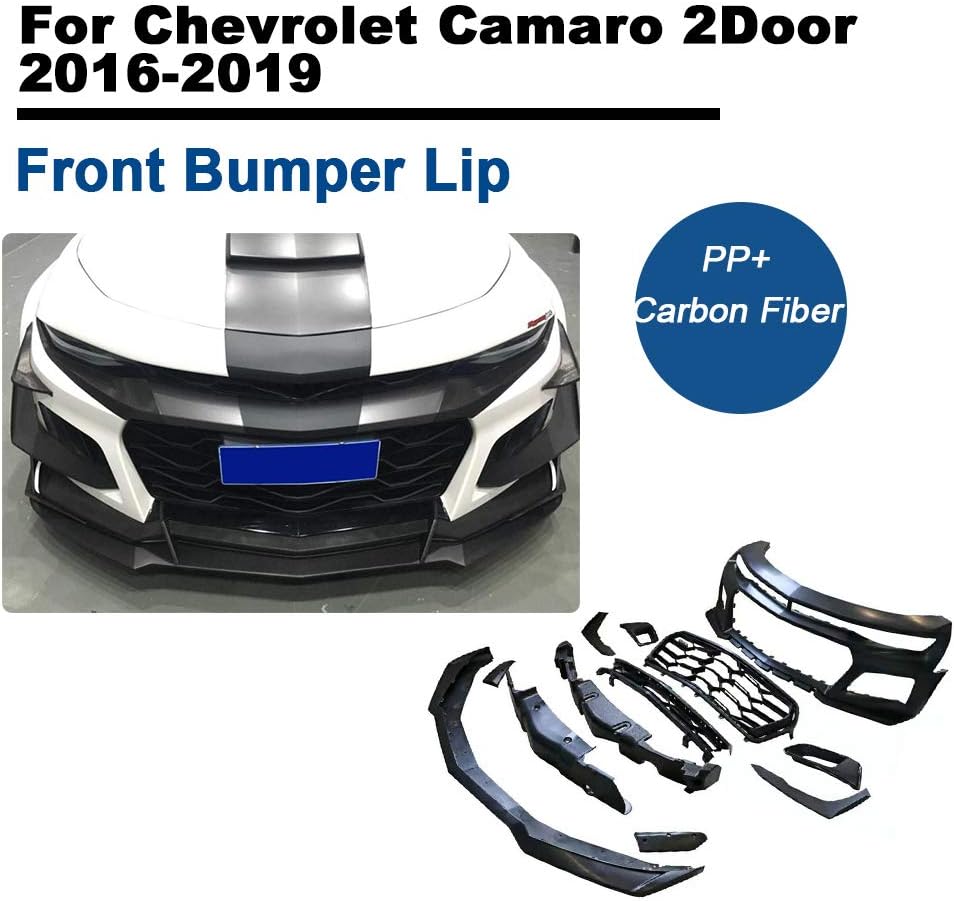 TGFOF Front Bumper fits Camaro 2Door 2016-2019 Carbon Fiber Front Lip Chin Bumper Diffuser Splitter (PP+Carbon Fiber Front Spoiler)