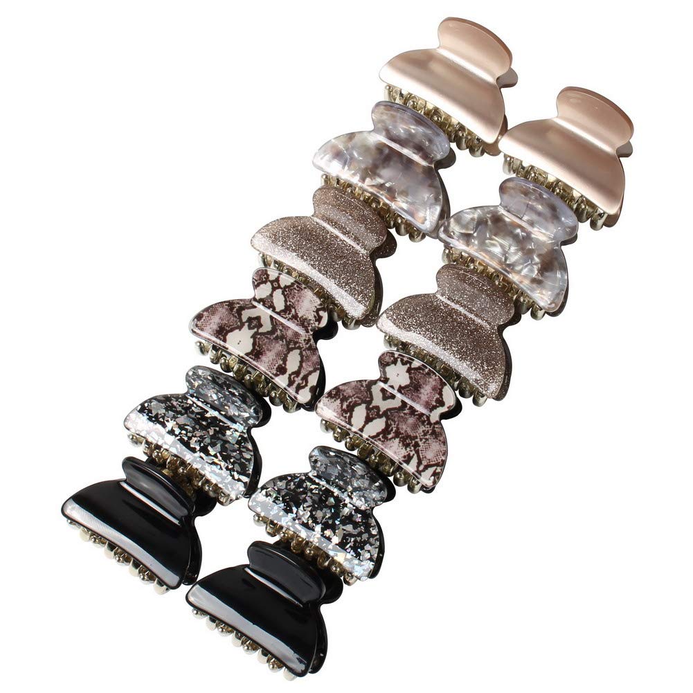 1.57 inch Floral Printed Small Acrylic Hair Claw Clips for Girls and Women, Plastic No-Slip Grip Jaw Hair Clip Hair Jaw Clamp, Pack of 12 (Color E) : Beauty