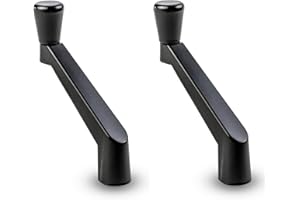 WindowParts PRO 2-Pack Black Straight Window Crank Handles – Non-Folding Set-Screw 11/32″ (8.7 mm) Fit for Casement & Awning 