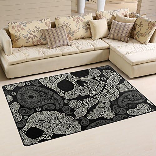 Sugar Skull Dia De Los Muertos Playmat Floor Mat For Dining Room Living Room Bedroom,Size 2'7"X1'8" and 5'X3'3" Available.