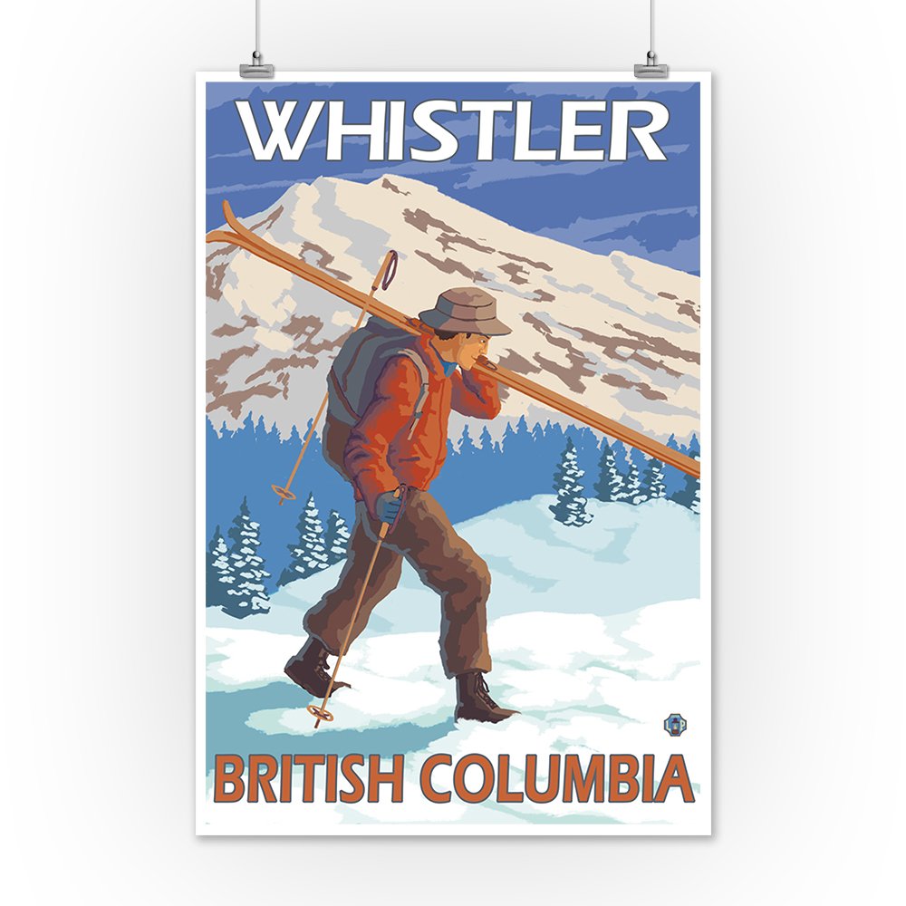 Whistler British Columbia Canada Skier Carrying Snow Skis 12x18 Signed Print Master Art Print Wcertificate Of Authenticity Wall Decor Travel