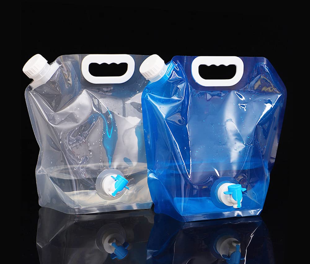 Hsthe Sea Water Carrier Camping Bottle Collapsible. 2 x 5L BPA FREE Water Containers. Lightweight Foldable Portable Water Bags For Camping, Picnics & Festivals. Moulded Handle, Easy To Carry