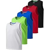 5 Pack Boys Dry-Fit Active Tank Tops Moisture-Wicking Athletic Sleeveless Shirts for Sports and Everyday Wear