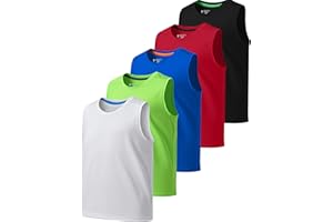 LIBERTY PRO 5 Pack Boys Dry-Fit Active Tank Tops Moisture-Wicking Athletic Sleeveless Shirts for Sports and Everyday Wear