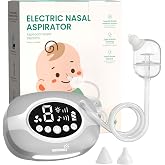 GROWNSY Electric Nasal Aspirator, 9 Suction Levels for Baby, Gray | Hospital-Grade Suction Baby Nose Sucker with Night Light, Soothing Lullabies, Easy Cleaning