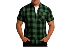 Plaid Shirt Men Short Sleeve Casual Blouses Summer Loose Button Tops Flannel Comfortable Checkered Shirts 2026