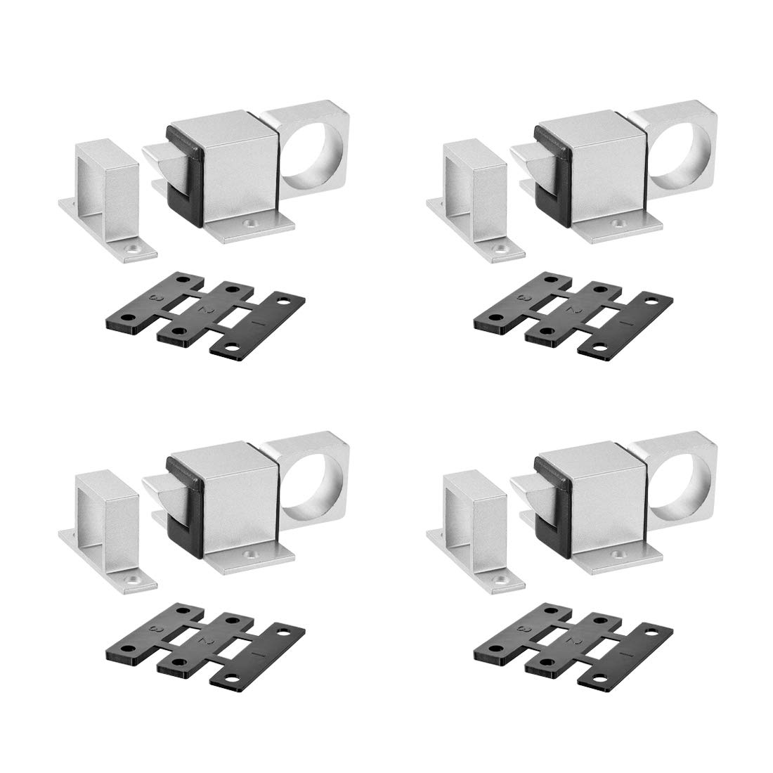 sourcing map Door Bolt Latch, Aluminum Alloy Security Automatic Window Gate Spring Bounce Lock, 4 Pcs (Silver Tone)