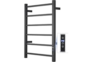 SHARNDY Towel Warmer with Built-in Timer ETW13S for Bathroom Wall Mounted Bath Towel Heater Plug-in Electric Heated Towel Rack Black